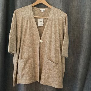 J Jill linen-cotton blend, short sleeved Cardigan, Petit Medium